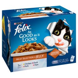 Felix As Good As It Looks Ham/meat Selection in Jelly 12 Pack, 100g