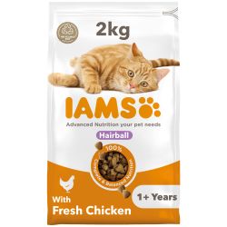 IAMS Advanced Nutrition cat dry food Hairball with fresh chicken 1+ Years, 2kg - Pets Fayre