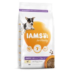 IAMS for Vitality Puppy Small & Medium Dog Food with Fresh chicken, 2kg