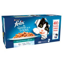 Felix Pouch As Good As It Looks Ocean Feasts in Jelly 40 pack - Pets Fayre