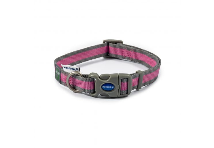 Ancol Pink & Grey Made From Collar Small - Pets Fayre