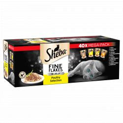 SHEBA Fine Flakes Cat Pouches Poultry Collection in Jelly 40x85g Bulk Pack