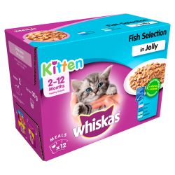 Whiskas 2-12 Months Kitten Pouches Fish Selection in Jelly 12pk